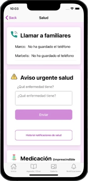 Notificación del estado de salud en la App comunicación para centros infantiles